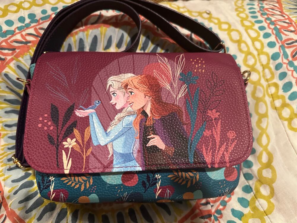 NWOT Disney Parks Frozen 2 Anna and Elsa Fleur design Crossbody Bag